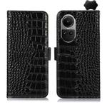 For OPPO Reno10 5G / 10 Pro 5G Global Crocodile Top Layer Cowhide Leather Phone Case(Black)