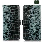 For OPPO A58 4G Crocodile Top Layer Cowhide Leather Phone Case(Green)
