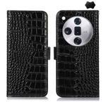 For OPPO Find X7 Crocodile Top Layer Cowhide Leather Phone Case(Black)