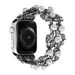 Four-leaf Bead Metal Watch Band For Apple Watch SE 2022 44mm(Black)