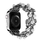 Four-leaf Bead Metal Watch Band For Apple Watch 6 40mm(Black)