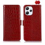 For Xiaomi Redmi 12 Crocodile Top Layer Cowhide Leather Phone Case(Red)