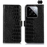 For Xiaomi 14 Pro Crocodile Top Layer Cowhide Leather Phone Case(Black)