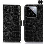 For Xiaomi 14 Crocodile Top Layer Cowhide Leather Phone Case(Black)