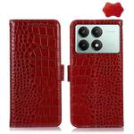 For Xiaomi Redmi K70E/Poco X6 Pro Crocodile Top Layer Cowhide Leather Phone Case(Red)