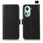 For OPPO Reno11 5G Global Crazy Horse Top Layer Cowhide Leather Phone Case(Black)