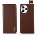 For Xiaomi Redmi 12 KHAZNEH Nappa Top Layer Cowhide Leather Phone Case(Brown)