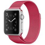 For Apple Watch Series 7 45mm / 6 & SE & 5 & 4 44mm / 3 & 2 & 1 42mm Milanese Loop Magnetic Stainless Steel Watch Band(Bright Pink)