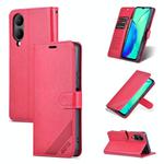 For vivo Y17s AZNS Sheepskin Texture Flip Leather Phone Case(Red)
