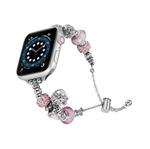 Bead Bracelet Metal Watch Band For Apple Watch 38mm(Pink Heart)