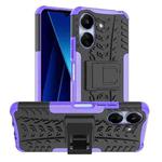 For Xiaomi Poco C65 Tire Texture TPU + PC Phone Case with Holder(Purple)