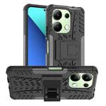 For Xiaomi Redmi Note 13 4G Tire Texture TPU + PC Phone Case with Holder(Black)