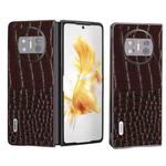 For Huawei Mate X3 ABEEL Genuine Leather Crocodile Pattern Black Edge Phone Case(Coffee)