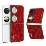 For Huawei Pocket 2 ABEEL Genuine Leather Crocodile Pattern Black Edge Phone Case(Red)