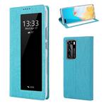 For Huawei P40 ViLi DMX-54 Shockproof TPU + PU Leather View Window Magnetic Attraction Horizontal Flip Protective Case with Card Slots & Holder & Sleep / Wake-up(Blue)