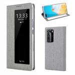 For Huawei P40 Pro ViLi DMX-54 Shockproof TPU + PU Leather View Window Magnetic Attraction Horizontal Flip Protective Case with Card Slots & Holder & Sleep / Wake-up(Grey)