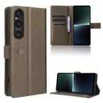 For Sony Xperia 1 V Diamond Texture Leather Phone Case(Brown)
