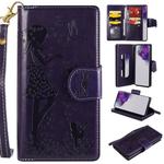 For Samsung Galaxy S20 Ultra Woman and Cat Embossed Horizontal Flip Leather Case, with Card Slots & Holder & Wallet & Photo Frame & Mirror & Lanyard(Purple)