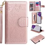 For Samsung Galaxy S20 Ultra Woman and Cat Embossed Horizontal Flip Leather Case, with Card Slots & Holder & Wallet & Photo Frame & Mirror & Lanyard(Rose Gold)