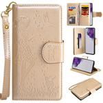 For Samsung Galaxy S20 Ultra Woman and Cat Embossed Horizontal Flip Leather Case, with Card Slots & Holder & Wallet & Photo Frame & Mirror & Lanyard(Gold)