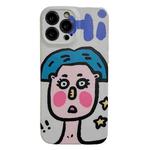 For iPhone 14 Pro Max Face Couple Pattern IMD Matte TPU Phone Case(Boy)