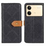 For Xiaomi Redmi Note 13R Pro European Floral Embossed Leather Phone Case(Black)