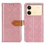 For Xiaomi Redmi Note 13R Pro European Floral Embossed Leather Phone Case(Pink)