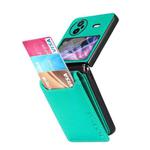 For vivo X Flip Litchi Texture Card Bag Shockproof Phone Case with Ring Holder / Film(Green)