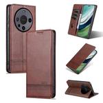 For Huawei Mate 60 AZNS Magnetic Calf Texture Flip Leather Phone Case(Dark Brown)