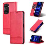 For Huawei nova 11 SE AZNS Magnetic Calf Texture Flip Leather Phone Case(Red)