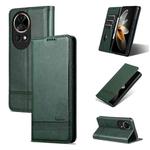 For Huawei nova 12 AZNS Magnetic Calf Texture Flip Leather Phone Case(Dark Green)