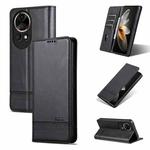 For Huawei nova 12 Pro AZNS Magnetic Calf Texture Flip Leather Phone Case(Black)