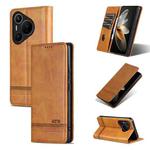 For Huawei Pura 70 Fine Hole AZNS Magnetic Calf Texture Flip Leather Phone Case(Light Brown)