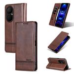 For Huawei Enjoy 80 AZNS Magnetic Calf Texture Flip Leather Phone Case(Dark Brown)