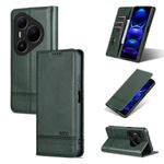 For Huawei Pura 80 Pro 5G AZNS Magnetic Calf Texture Flip Leather Phone Case(Dark Green)