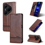 For Huawei Pura 80 Pro 5G AZNS Magnetic Calf Texture Flip Leather Phone Case(Dark Brown)