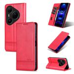 For Huawei Pura 80 Pro+ 5G AZNS Magnetic Calf Texture Flip Leather Phone Case(Red)