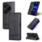 For Huawei Pura 80 Ultra 5G AZNS Magnetic Calf Texture Flip Leather Phone Case(Black)