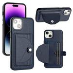 For iPhone 14 Plus Shockproof Leather Phone Case with Card Holder(Blue)