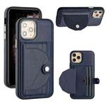 For iPhone 11 Pro Shockproof Leather Phone Case with Card Holder(Blue)
