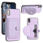 For iPhone XS Max Shockproof Leather Phone Case with Card Holder(Purple)