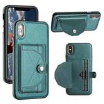 For iPhone XS Max Shockproof Leather Phone Case with Card Holder(Green)