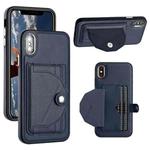 For iPhone XS Max Shockproof Leather Phone Case with Card Holder(Blue)