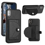 For iPhone XS Max Shockproof Leather Phone Case with Card Holder(Black)