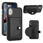 For iPhone X / XS Shockproof Leather Phone Case with Card Holder(Black)