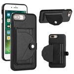 For iPhone 6 Plus/7 Plus/8 Plus Shockproof Leather Phone Case with Card Holder(Black)