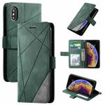 For iPhone X / XS Skin Feel Splicing Horizontal Flip Leather Case with Holder & Card Slots & Wallet & Photo Frame(Green)