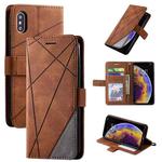 For iPhone X / XS Skin Feel Splicing Horizontal Flip Leather Case with Holder & Card Slots & Wallet & Photo Frame(Brown)