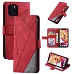 For iPhone 11 Skin Feel Splicing Horizontal Flip Leather Case with Holder & Card Slots & Wallet & Photo Frame(Red)