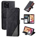 For iPhone 11 Skin Feel Splicing Horizontal Flip Leather Case with Holder & Card Slots & Wallet & Photo Frame(Black)
